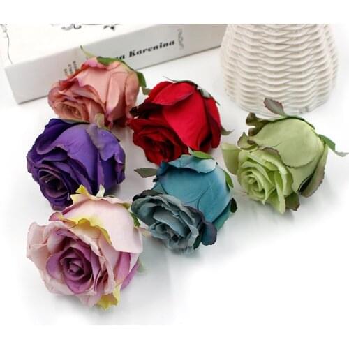 5pcs/lot high quality Artificial Flower 7CM Silk Rose Head Wedding Home Decoration DIY Flower Wall Scrapbook Craft