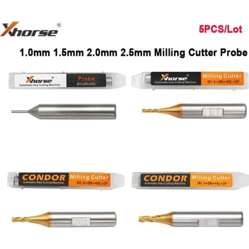 5PCS 1.0mm 1.5mm 2.0mm 2.5mm Milling Cutter Probe for Xhorse CONDOR XC MINI XC-007 Dolphin XP-005 XP-007 Key Cutting Machine