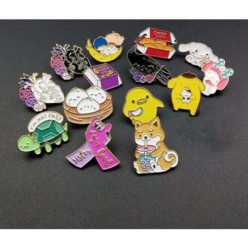 Fashion Enamel Metal Pins Accessories For Backpack Students Brooches Lapel Pin Badge Jewelry Gift Dog Rabbit Cute Animal Brooch