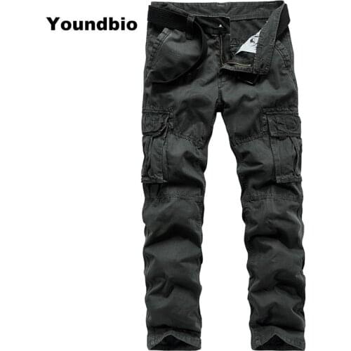 2021 Men Cargo Pants Full Length Casual Cotton Trousers Multi Pocket Regular Military Baggy Tactical Trousers Men Large Size 40