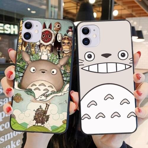 Cartoon Anime Spirited Away My Neighbor Totoro Phone Case For iPhone 11 12Pro XS MAX 6S 7 8Plus SE2020 XR X Black Matte silicone