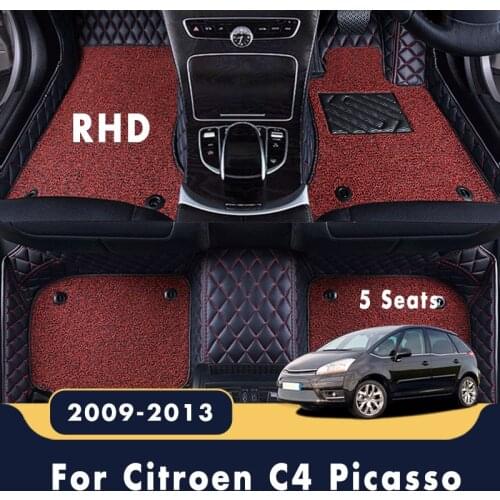 RHD Double Layer Wire Loop Carpets For Citroen C4 Picasso 2013 2012 2011 2010 2009 (5 Seats) Car Floor Mats Styling Parts Covers