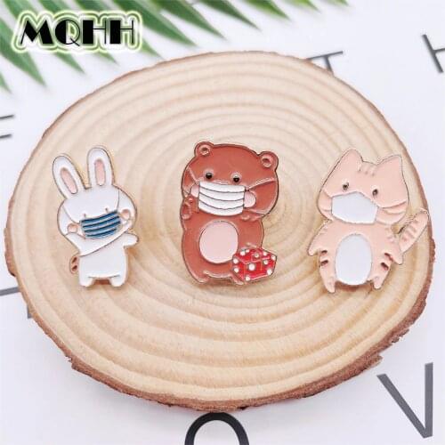 Cartoon Cute Animal Pin Rabbit Cub Cat Dog Enamel Brooch Alloy Badge Clothes Bag Accessories Fashion Woman Jewelry Gift For Kid