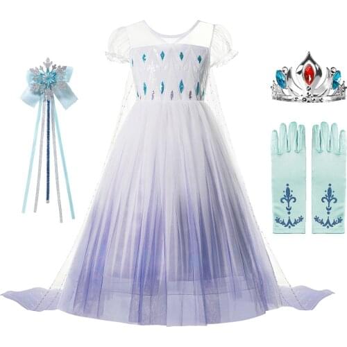 Frozen2 New Elsa Riding Suit Princess Cosplay White Dress Kids Dresses for Girls Cosplay Costume Girl Birthday Party Halloween C