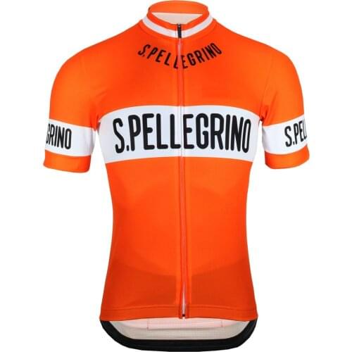 Summer Man Orange PELLEGRINO Cycling Jersey Short Sleeve RETRO Bicycle Clothing Wear Shirts