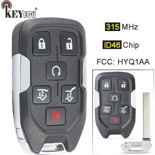 KEYECU 315MHz FCC: HYQ1AA Smart 5+1 6 Button Remote Car Key Fob for GMC YUKON 2015 2016 2017 2018 13580802, 5922084, 22984995