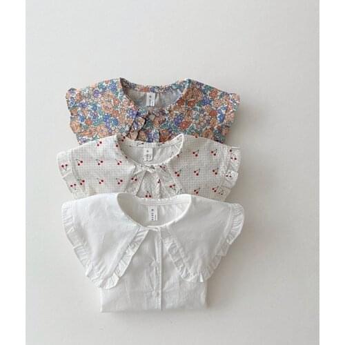 Korea childrens wear girl baby Spring sweet lace big lapel long-sleeved shirt women wearing a top