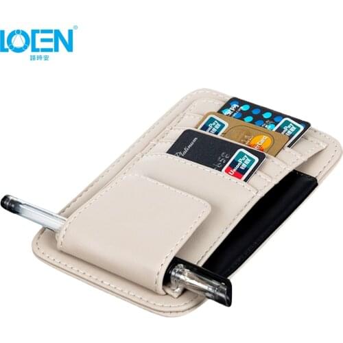 LOEN 1* Sun Visor Multifunction PU Car Card Package Holder Glasses Storage Pen Organizer Car Hanging Bag Auto Accessories Pocket