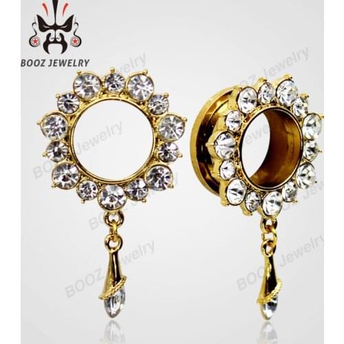 KUBOOZ Dangle Ear Plug Tunnel Screw Piercing Stretcher Stainless Steel Body Jewelry Fashion Gauges Earrings Festival Gift 0G 00G