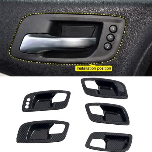 LHD! Car Styling 5PCS ABS Carbon Fiber Interior Door Handle Bowls Cover Trim for Dodge Charger 2011-2020 Accessories