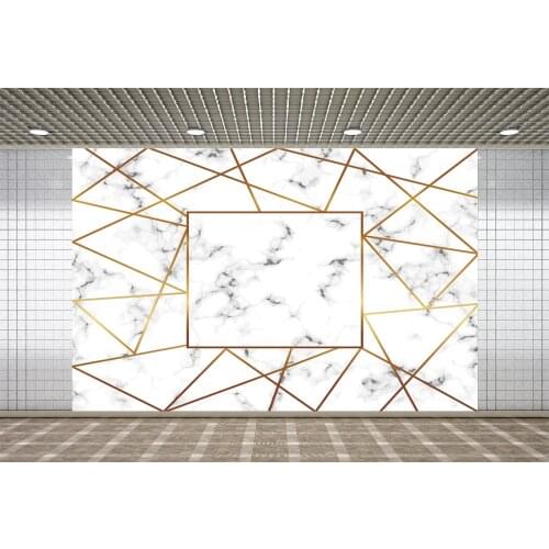 Lyavshi White Marble Texture Wall Abstract Gold Line Frame Photographic Backdrop Family Photocall Photo Background Photo Studio