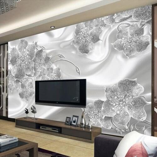 Custom Photo Modern Fashion Silk Diamond Jewelry Flower Mural 3D Wall Papers Home Decor Bedroom Living Room TV Background Wall