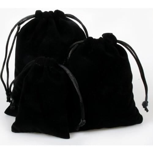 Customize&wholesale black small velvet jewelry gift pouch velvet drawstring pouch bag custom shaver packaging bag