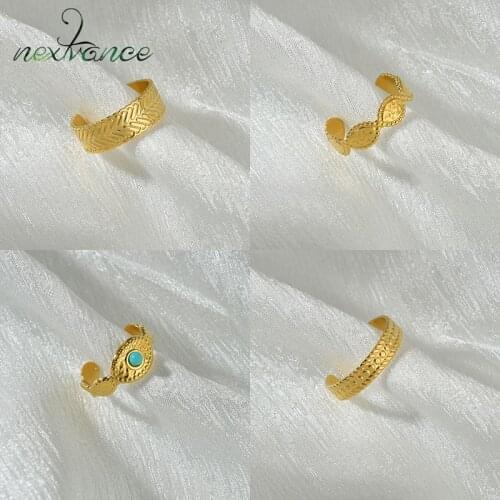 Nextvance Gold Stainless Steel Malachite Adjustable Ring Classic Fashion Rings For Female Grandmother Women Bithday Jewelry Gift