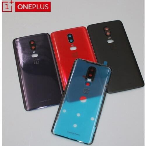 Original Back Glass Oneplus 6 Battery Cover One Plus 6 Rear Battery Door Housing Case 1+ 6 Back Cover+Camera Lens+Adhesive 6.28"