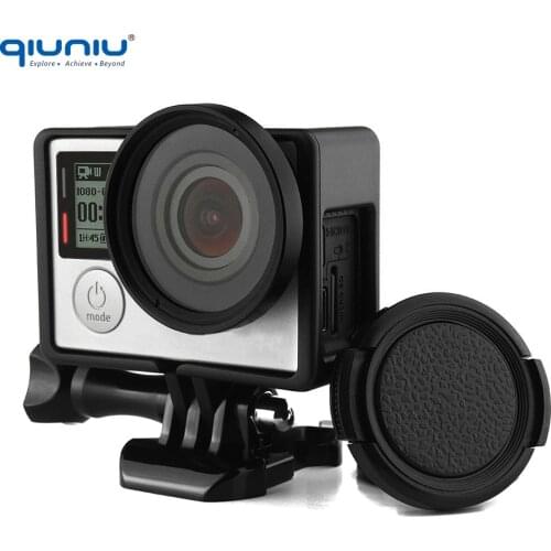 QIUNIU Plastic Standard Protective Frame +UV Lens Filter + Quick Release Buckle Mount Base Screw Accessories For GoPro 3/3+/4