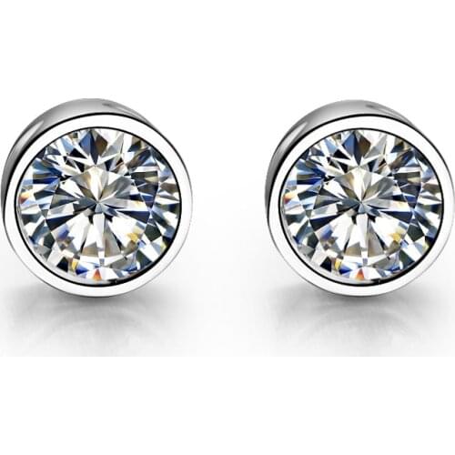 TEST POSITIVE 1Ct each 6.5mm D Color Moissanite Diamond Stud Earrings Platinum 950 Earring for Her Women Promise Jewelry