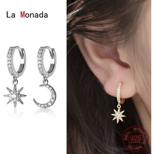 La Monada Star Hoop Earrings For Women Silver 925 Moon Fine Women Earrings Jewelry Silver Small Hoop Earrings 925 Silver Women