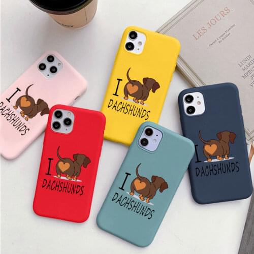 Cute Dog I Love Dachshunds Letters Phone Case For iPhone 11 Pro 12 Mini XS MAX XR X 5 5s SE 2020 10 7 8 6 6s Plus Silicone Cover
