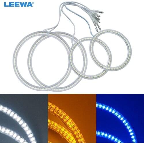 LEEWA 2x85mm 2x115mm SMD For Lada Kalina 1119 Car LED Halo Rings Angel Eyes DRL Head Lamp Light White/Blue/Yellow #CA1166
