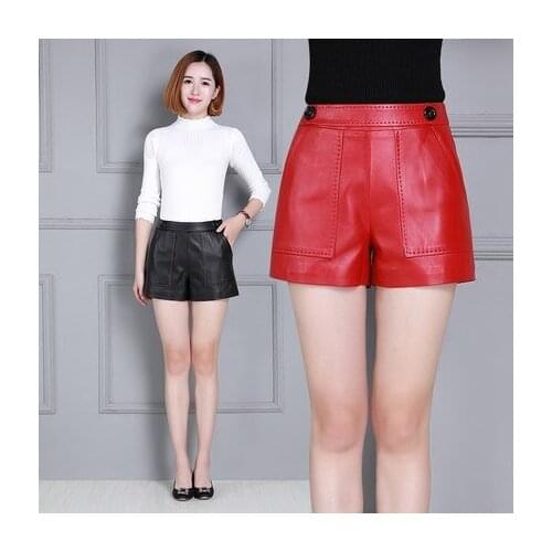 Top brand and 2020 Autumn Winter New Pure Leather Slim Leather Shorts KS16 high quality