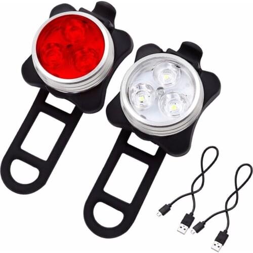 USB Rechargeable Bike Light Bicycle Flashlight Set 4 Modes IPX4 Waterproof Taillight Headligjt Front and Back Bike Accessories
