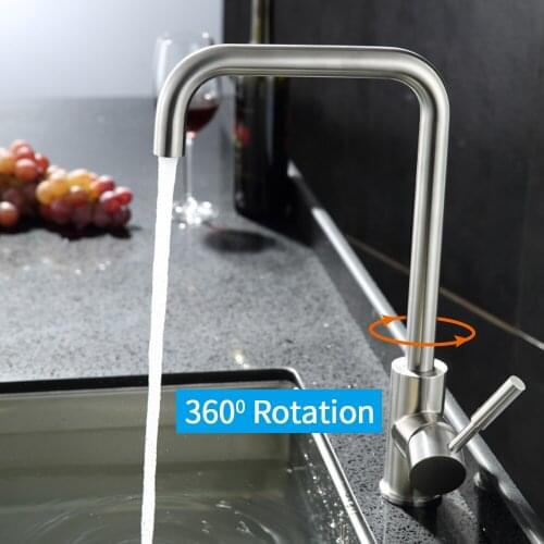 High arc kitchen sink faucet commercial single handle stainless steel Brushed nickel kitchen faucet 360°rotating sink faucet