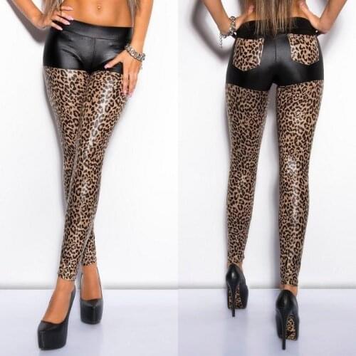 2020 brand new women Leggings fashion leopard skinny legging The back with Pocket patchwork fake leather Legging hip hop pant