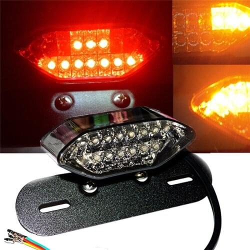 1Pc 3 Colors Multifunction Motorcycle Bike LED Stop Brake License Plate Rear Tail Light Smoke Len Universal