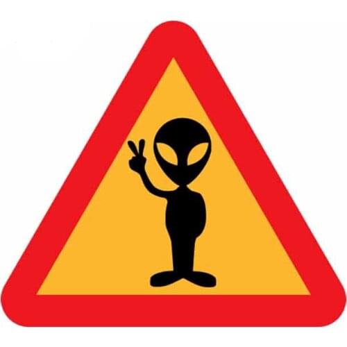 13cm X 11cm 1 Pcs for Alien Warning Car Stickers Repair Sticker Vintage Drag Racing Decal Occlusion Scratch Waterproof