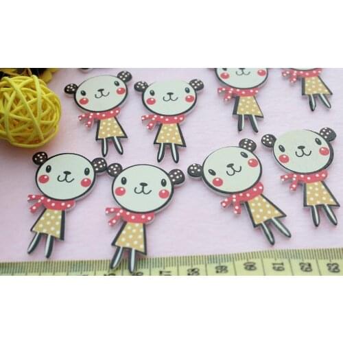 100pcs Large kawaii yellow lovely girl in dress wooden Cabochons Pendants for diy jewelry ,scrapbook,bags,crafts mix color