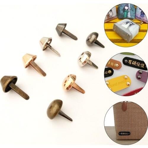 100Pcs Luggage Parts Rivet Bag Accessories Manual Metal Bottom Nail Foot Nail DIY Pierced For Purse Two-Legged Bucket Studs