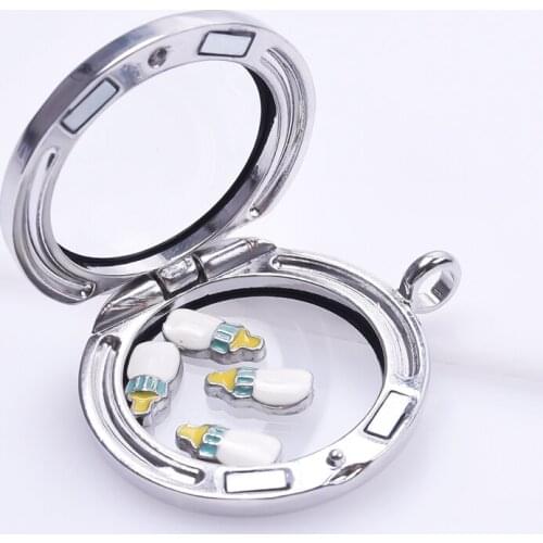 F99 Free Shipping DIY Fashion Alloy Enamel Baby Feeder Charms For Glass Living Locket 20pcs/lot