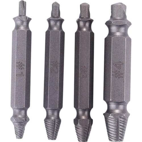 4Pcs/set Damaged Screwdriver Extractor Set Double Side Broken Screw Bolt Stud Remover Puller Center Drill Bit Removal Tools