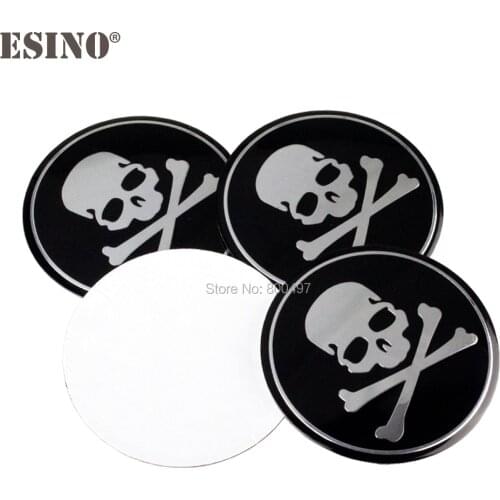 4 x Car Styling Skull 3D Metal Chrome Aluminium Alloy Wheel Center Cap Stickers Wheel Hub Cap Decals Emblems Badges