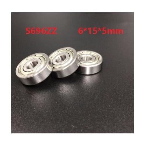 50pcs/lot 6x15x5mm S696ZZ S696 ZZ S696 Z 696ZZ bearing 6*15*5mm Double Metal Cover Stainless Steel Deep Groove Ball Bearing Mini