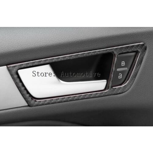 Accessories ! For Audi Q5 2013 - 2016 Carbon Fiber Door Handle Bowl Molding Cover Trim 4 Pcs / Set
