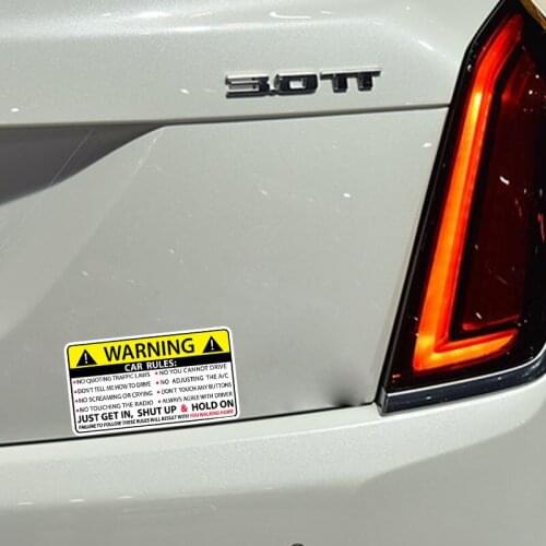 Aliauto Car Accessories Safety Warning Rules Sticker Decal for Volkswagen Polo Golf Chevrolet Peugeot Citroen Smart Toyota