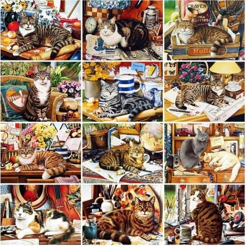 Diamond Painting Cat Cross Stitch Kit 5D DIY New Arrival Diamond Embroidery Animal Mosaic Cartoon Home Decoration Gift