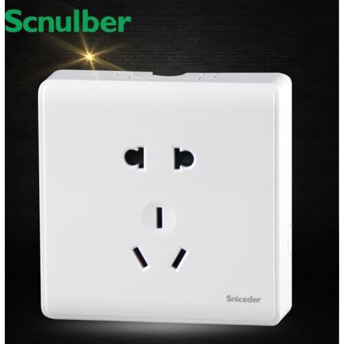 White surface type household 10A 5 poles 2p and 3p earth contact outlet wall socket