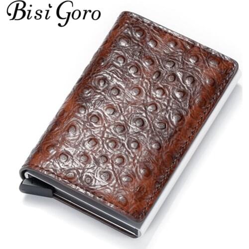 BISI GORO Rfid Card Holder Men Wallets Money Bag Male Vintage Black Short Purse 2020 High Quality Pop Up Wallet Mini Solid Purse