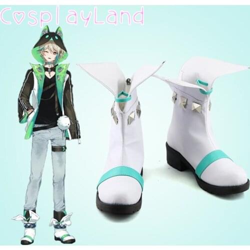 Vtuber Aza White Cosplay Boots Shoes Leather Shoes Cosplay Accessories Halloween Party Shoes for Men Shoes