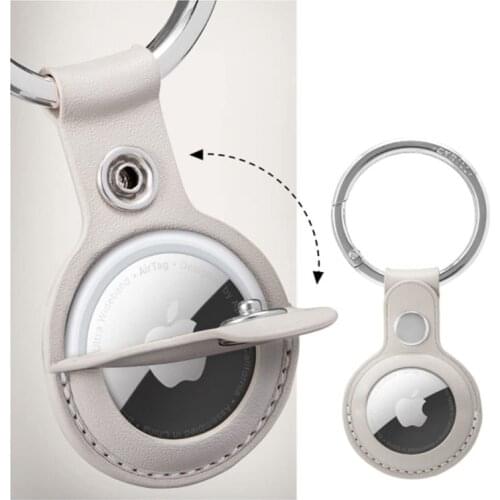 Apple Airtags Keychain Leather Metal Buckle Portable Protective Sleeve For Take Care Pets Old People Anti-lost Device Keyring