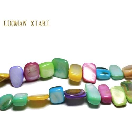 Natural Shell Side Wholesale 9-16mm Dyed Light ColorsHole Beads For Jewelry Making Strand 34 '' DIY Necklace Bracelet