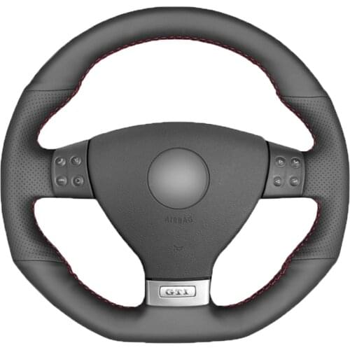 Black PU Faux Leather DIY Car Steering Wheel Cover for Volkswagen Golf 5 Mk5 GTI VW Golf 5 R32 Passat R GT 2005