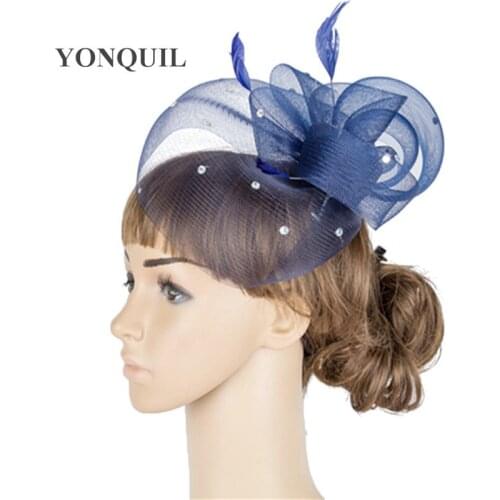 Fancy Color Crinoline Fascinator Headwear Feather Colorful Mesh Church Show Hair Accessories Gril Millinery Cocktail Hats MYQ048