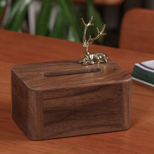 Wooden Tissue Box European Creative Solid Wood Deer Decorative Tissue Box Toilet Toilet Tissue Storage Box Home Decoration