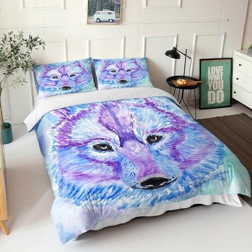 Fanaijia Cool Animal Bedding Sets King Size Wolf Duvet Cover and Pillowcase Twin Queen Full Bed Set Home bed comforters