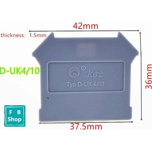 D-UK4/10 Terminal end plate ending cover sealing plate baffle plate UK-3N 5N 6N 10N 16B matching Din rail terminal blocks