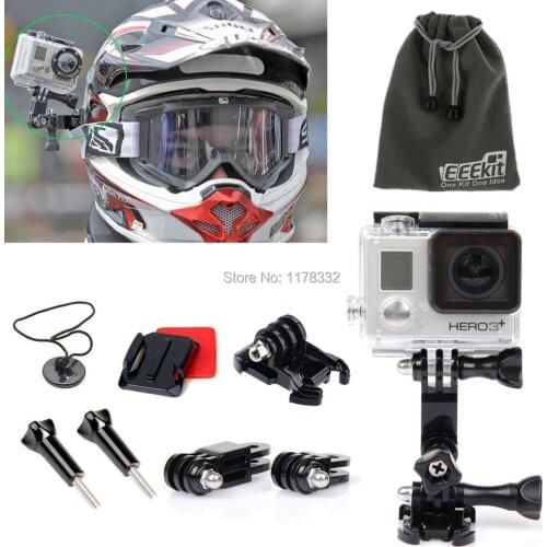 GoPro Hero 4/3+/3/2 Adjustable Curved Adhesive Helmet Side Mount Kit Pivot Arm/Storage Pouch